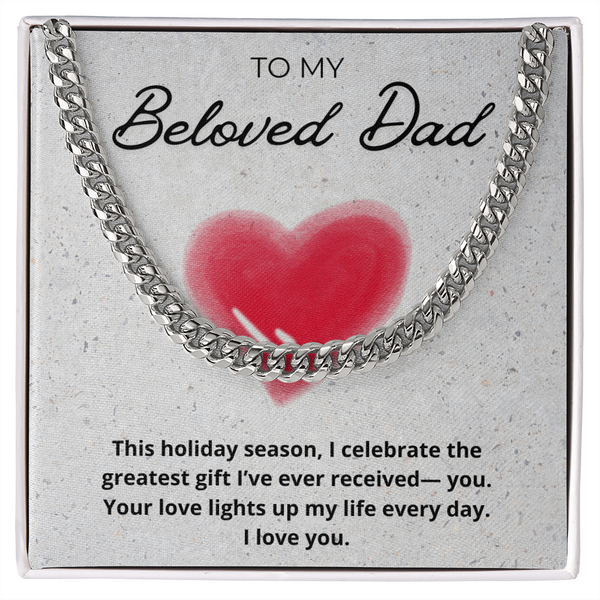 Holiday Dad Cuban Link Chain with Loving Message Card