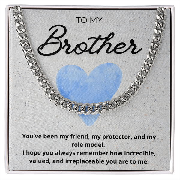 Cuban Chain Necklace for Brother with Heartfelt Message Card