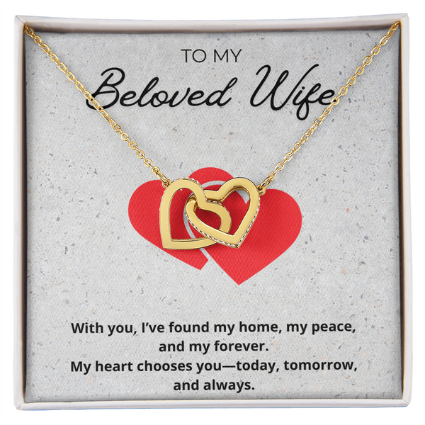 Forever Connected Hearts Necklace for Wife with Romantic Message Card